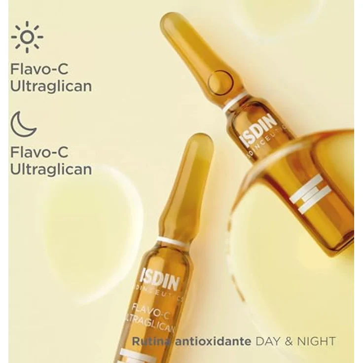 Isdin ISDINUTICS Flavo-C Melatonin + Ultraglican 10 +10 ampollas mit pflegender Wirkung – Bild 6