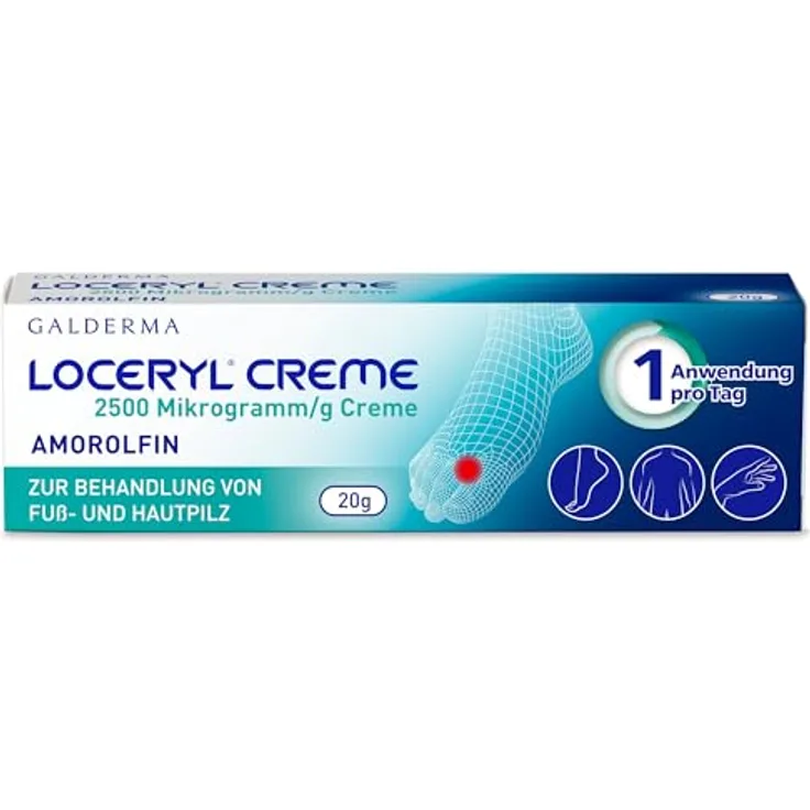Loceryl Creme 20g, zur Behandlung von Haut- und Fußpilz, mit Amorolfin