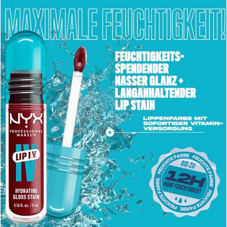 NYX Professional Makeup Lip IV, langlebiger Lipgloss mit feuchtigkeitsspendender Wirkung, Farbton 13 - CRANBERRY SPLASH, 5 ml – Bild 3