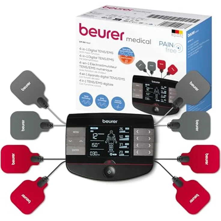 BEURER EM 89, TENS-EMS-Gerät in 4-in-1 Funktion mit Wärme, 8 Elektroden, inkl. 8 selbsthaftenden Gel-Pads für großflächige Anwendung – Bild 2