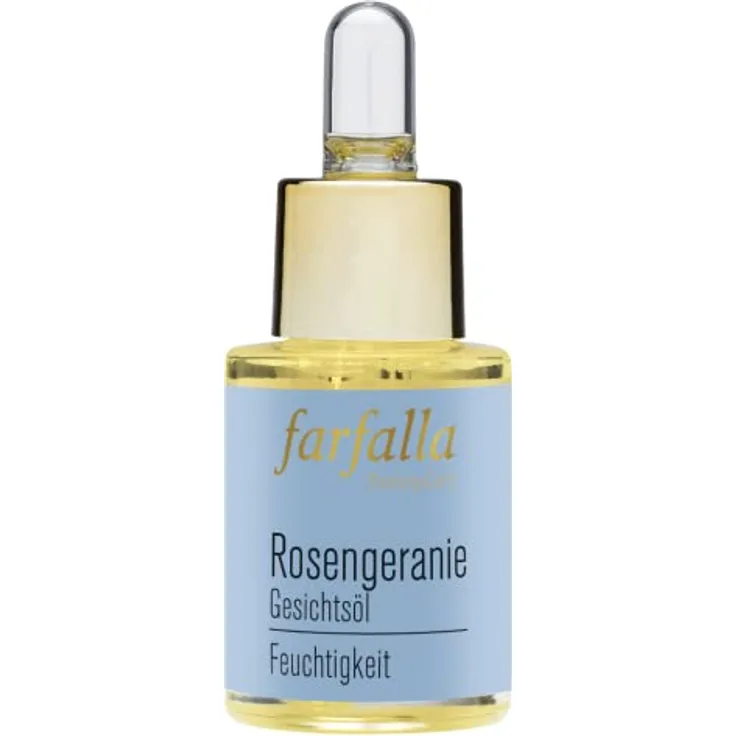 farfalla Rosengeranie Gesichtsöl - 15ml - Feuchtigkeitsspendendes Pflegeöl für Trockene Haut - 100% zertifizierte Naturkosmetik