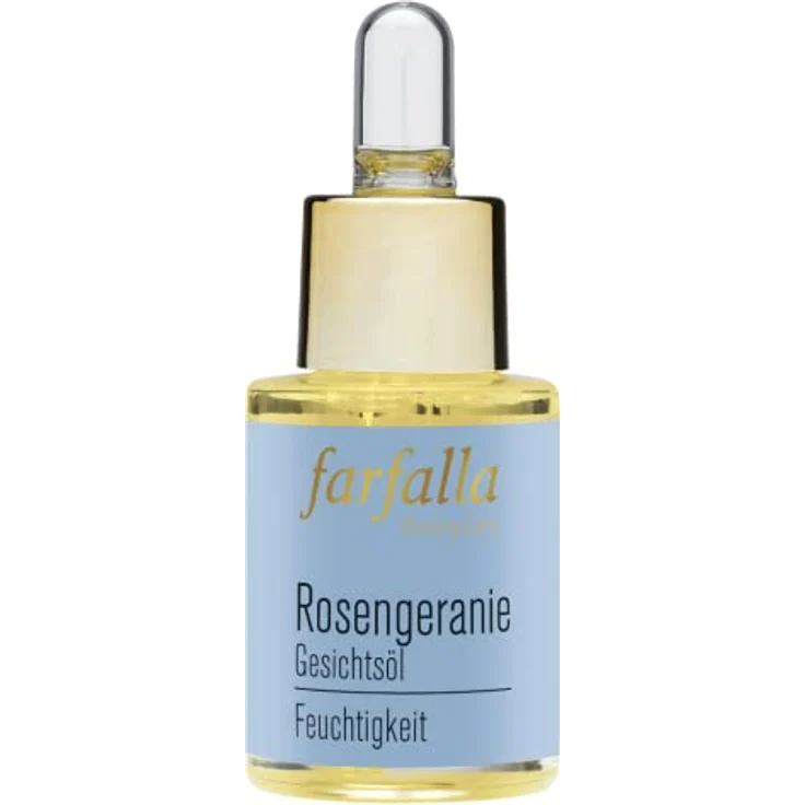 farfalla Rosengeranie Gesichtsöl - 15ml - Feuchtigkeitsspendendes Pflegeöl für Trockene Haut - 100% zertifizierte Naturkosmetik – Bild 1