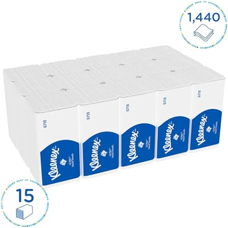 Kleenex Falthandtuch weiß 3-lagig 6710 215 x 315 mm, 15 x 96 Tücher – Bild 2