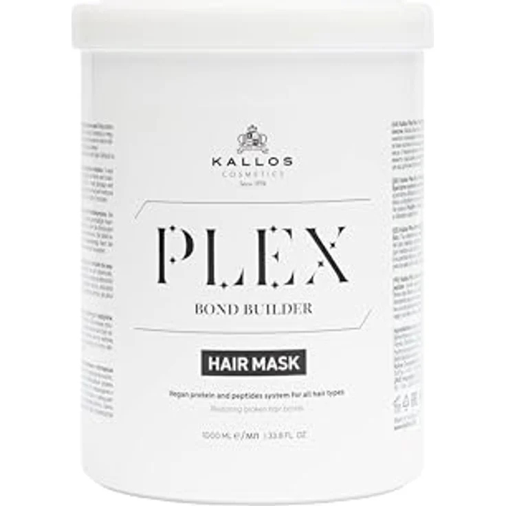 Kallos Plex Bond Builder Haarmaske mit Pflanzenprotein und Peptidkomplex, 1000 ml - tiefenwirksame Feuchtigkeit, reduziert Haarbruch und stärkt die Kopfhaut – Bild 1