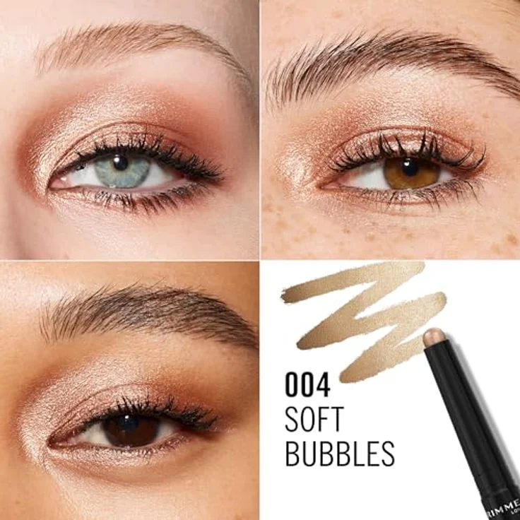 Rimmel Lidschatten-Stift 004 Soft Bubbles, veganer Eyeliner mit Glitzereffekt, 1,64 g – Bild 3