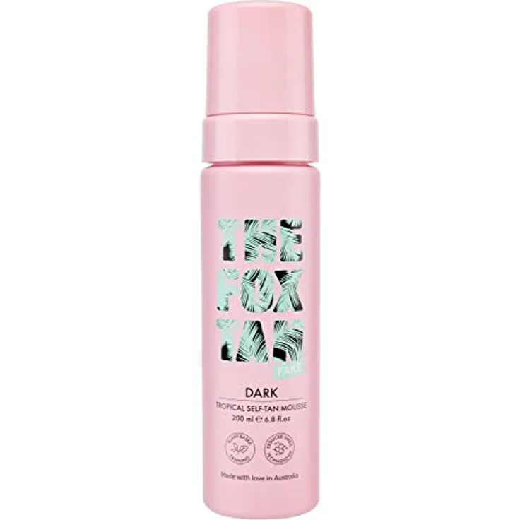 The Fox Tan - Selbstbräuner - Dark Tropical Self-Tan Mousse - für den Körper mit 100% natürlicher DHA, Selbstbräunungs-Mousse ohne Selbstbräuner-Geruch, 200 ml