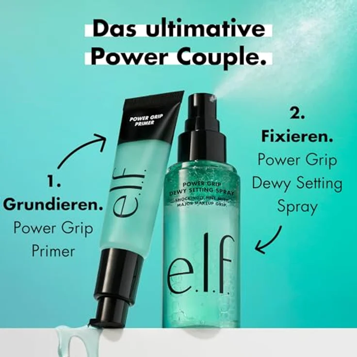 e.l.f. Cosmetics Power Grip Dewy Fixing Spray & Fixierpuder, 80 ml, feuchtigkeitsspendend mit 5% Aloe und Hyaluronsäure – Bild 7