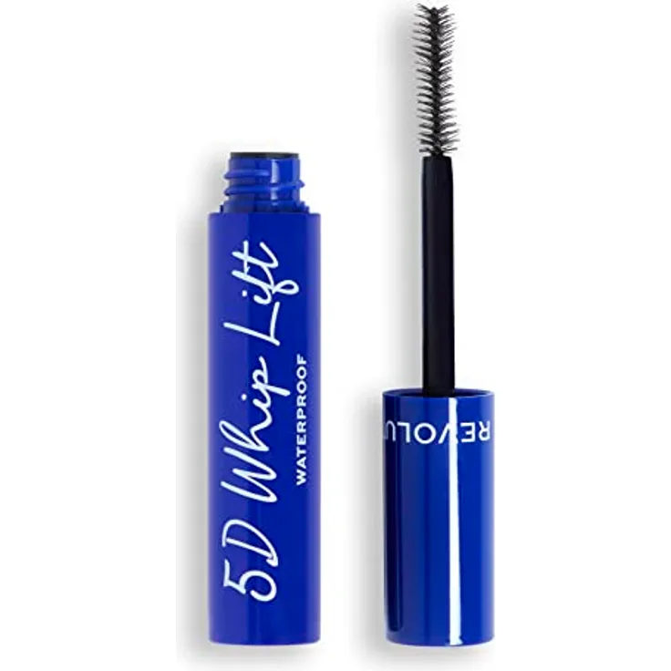 Makeup Revolution 5D Whip Lift Waterproof Mascara, Maximaler Schwung, Länge & Volumen, Lang anhaltend, wischfest, Schwarz, 12 ml