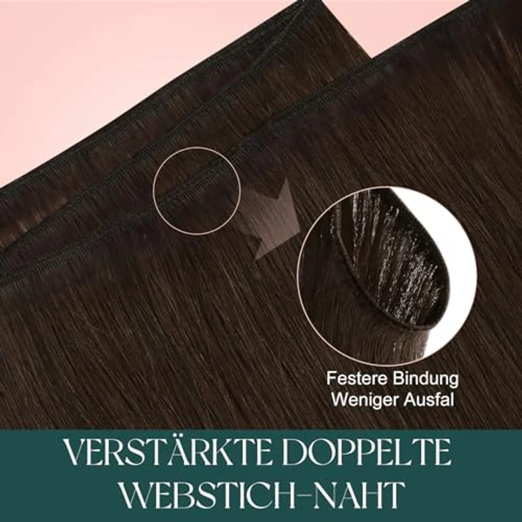 Easyouth Echthaar Tressen Extensions, Dunkelbraun, 50 cm, 100g, Naturlich glatt, haarschonend, vielseitig einsetzbar – Bild 3