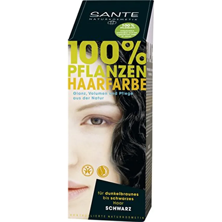 Sante Naturkosmetik Pflanzen-Haarfarbe Pulver, Schwarz, 100 g (1er Pack)