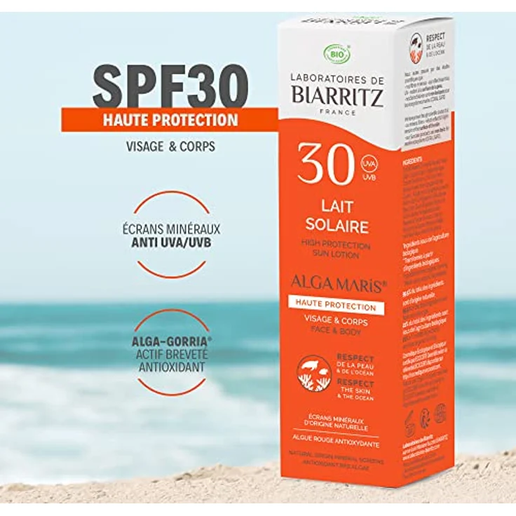 Laboratoires De Biarritz Alga Maris Sonnenmilch Bio Lsf 30 Wasserfest, 100 ml (1Er Pack) - Mineralischer Schutz vor UVA und UVB, ideal für trockene Haut – Bild 3