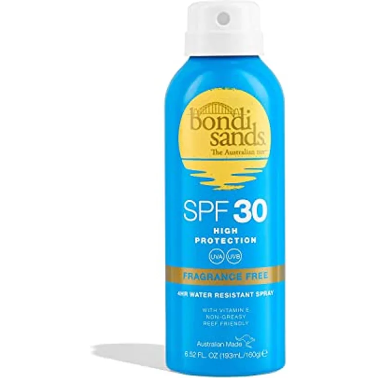 Bondi Sands Duftfreies Sonnenschutzspray mit Sprühnebel, LSF 30, nicht fettende Breitbandformel, spendet Feuchtigkeit, beruhigt und schützt die Haut, vegan und tierversuchsfrei, 160 g