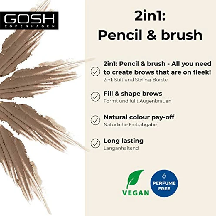 Gosh Copenhagen Eye Brow Pencil 01 Brown, Augenbrauenstift in pudriger Textur für volle und optimal geformte Brauen, 1,2 g – Bild 2