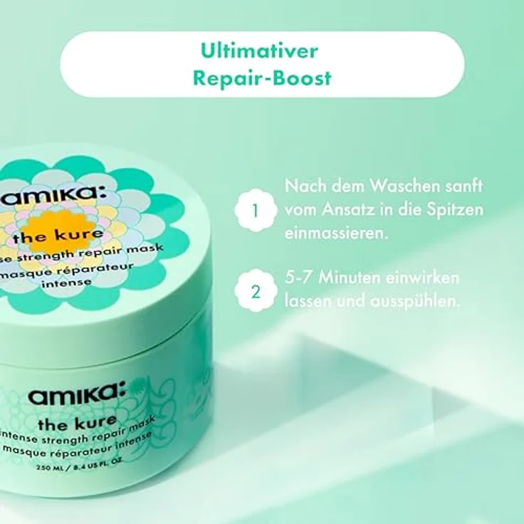 Amika The Kure Intense Strength Repair Mask, 250 ml, Intensiv-Haarkur für trockenes und geschädigtes Haar – Bild 7