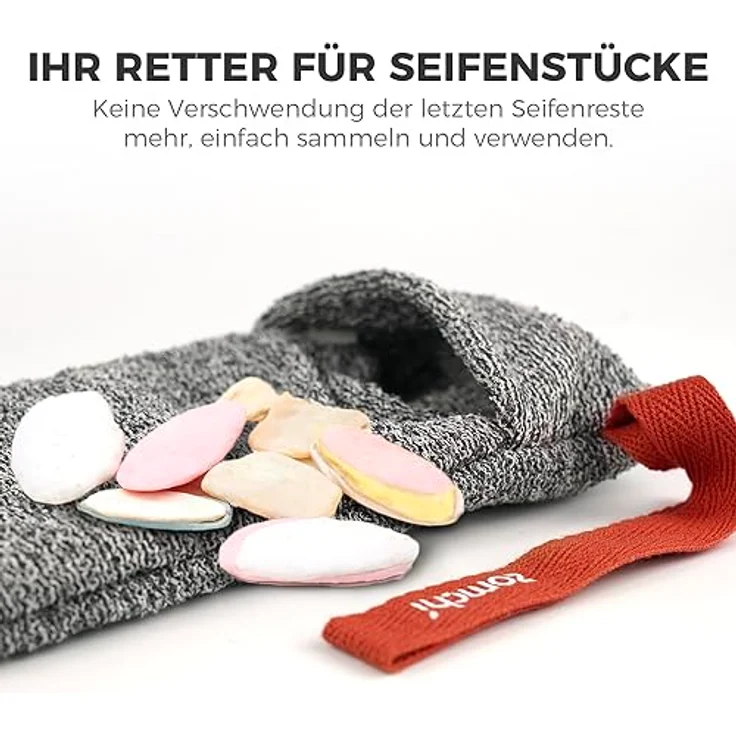 ZOMCHI Seifensäckchen (hart) – 2er Set Seifenbeutel für feste Seife, ultralanglebig, sanftes Peeling, Duschschwamm für Körperpflege – Bild 4