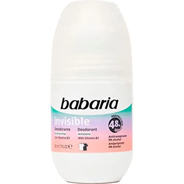 Babaria Desodorante Roll-On Invisible 50Ml - Pflegt und schützt die Haut, langanhaltende Wirkung