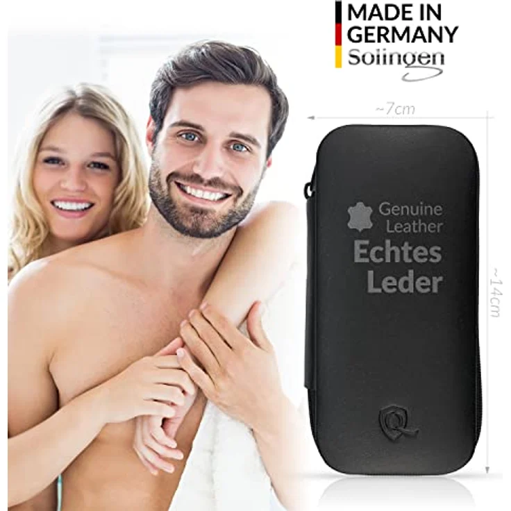 marQus Maniküre Set Solingen, 7tlg. Nagelset mit echtem Leder Etui, glanzvernickeltem Stahl, für Damen und Herren – Bild 3