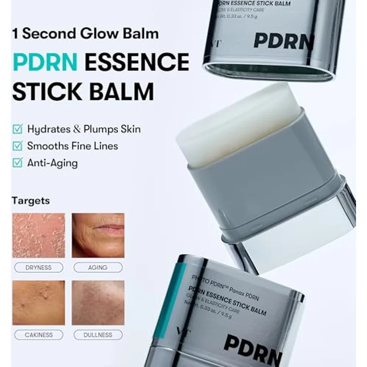 VT COSMETICS PDRN Essence Stick Balm, Multifunktionsgerät für Gesicht und Hals, Anti-Falten-Behandlung, feuchtigkeitsspendend, Glasskin-Effekt, 0,33 oz/9,5 g – Bild 2