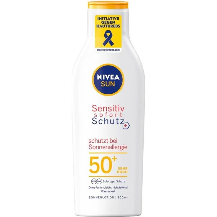 NIVEA SUN Sensitiv sofort Schutz SPF 50+ Sonnenallergie Sonnenlotion 200 ml