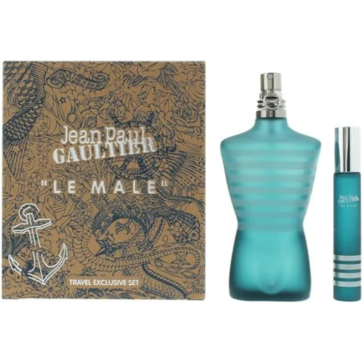 Jean Paul Gaultier Le Male Travel Exclusive Set, 125 ml EDT + 20 ml EDT, orientalischer Herrenduft mit Minze und Vanille