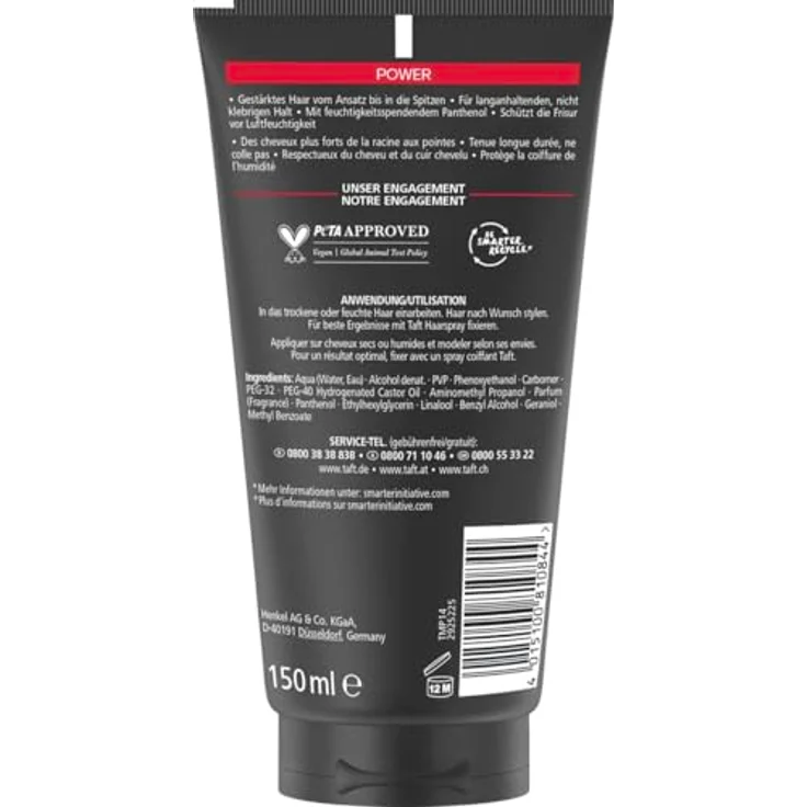 TAFT Haargel Power, 150 ml, 48 Stunden Halt, vegan, feuchtigkeits- und windbeständig – Bild 2