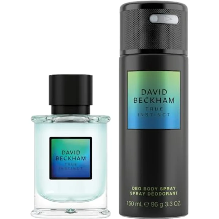 David Beckham True Instinct Geschenkbox, Eau de Parfum 50 ml und Deodorant Spray 150 ml, holziger bernsteinfarbener Duft für Ihn – Bild 2