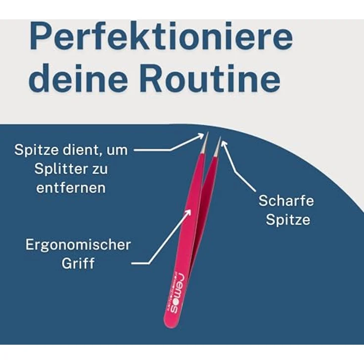 remos professional body care REMOS Splitterpinzette, Edelstahl [INOX] rostfrei 9.5 cm, feine Spitze fuxia für präzises Entfernen von Splittern und eingewachsenen Härchen – Bild 3