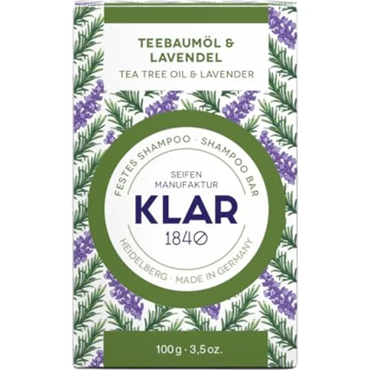 Klar Seifen Festes Shampoo Teebaumöl & Lavendel, 100g - gegen Schuppen, umweltfreundlich und vegan, ohne Silikone und Parabene – Bild 2