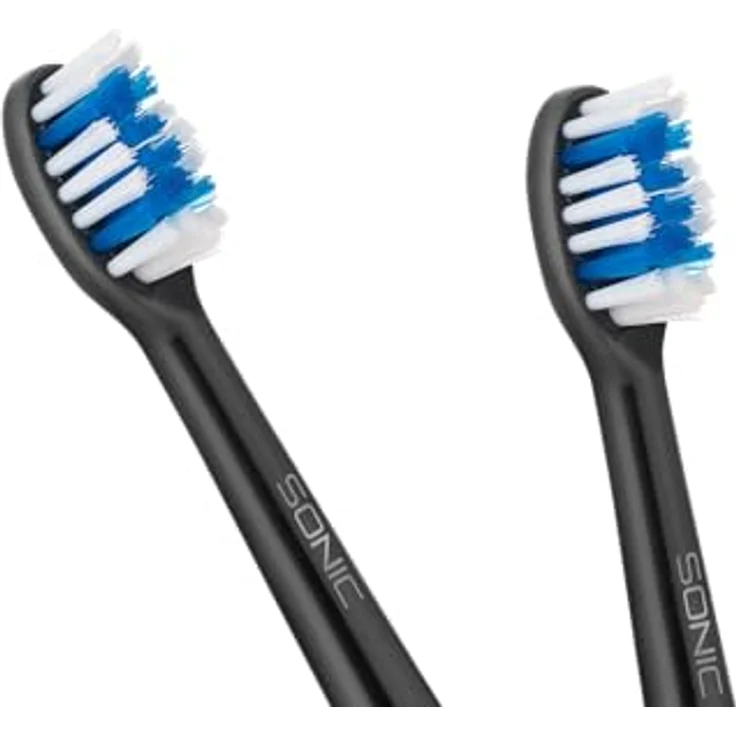 Teesa SONIC BLACK, harte Zahnbürstenköpfe für Schallzahnbürsten, 2er Set zur effektiven Plaqueentfernung – Bild 2