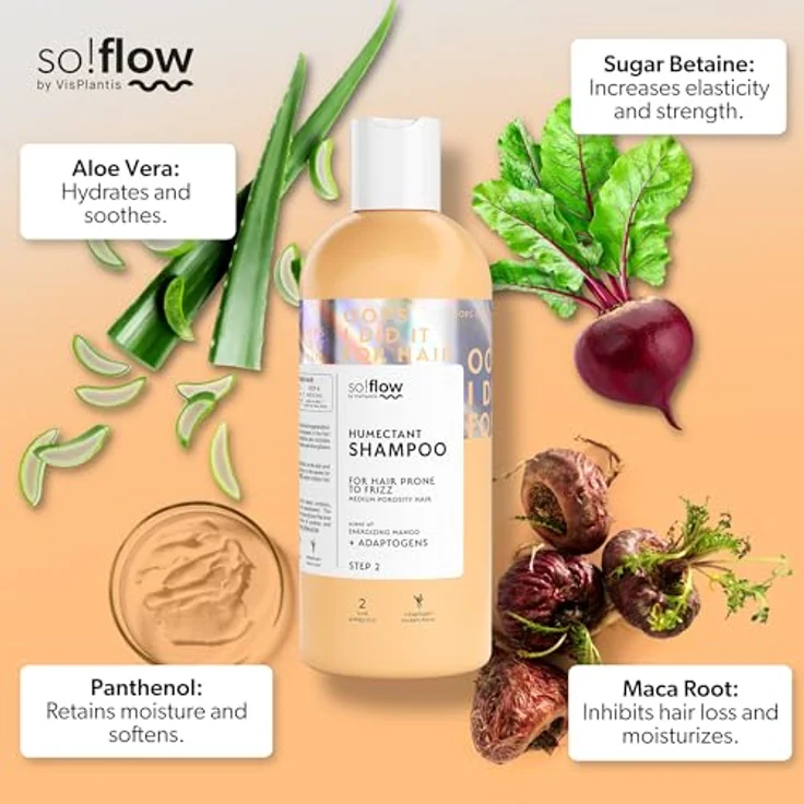 So!Flow Feuchtigkeitsshampoo für mittlere Porosität, mit Aloe & Panthenol, nährt und stärkt, ohne Silikone, 300 ml – Bild 3