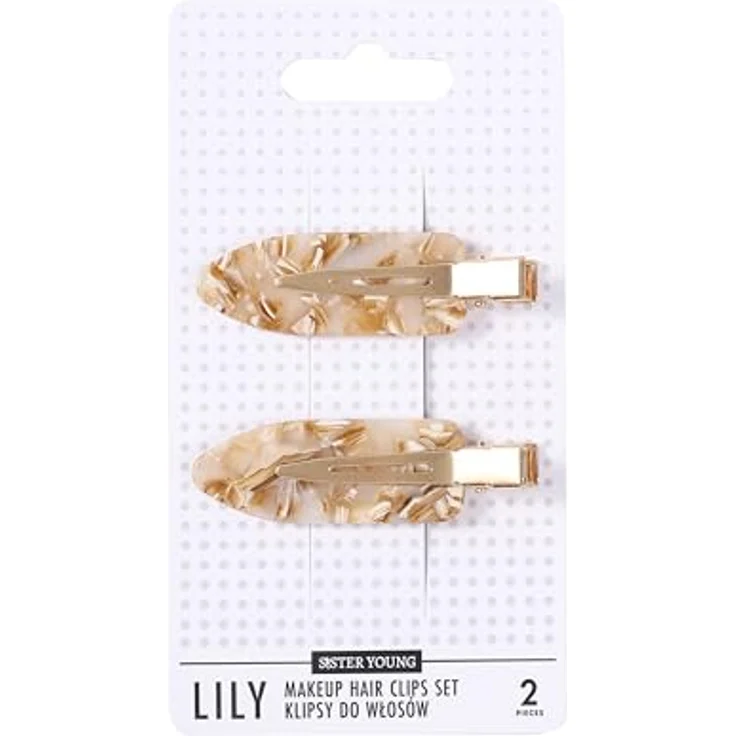 Sister Young LILY Make-up Haarclips Set, 2 Stück, faltensichere rutschfeste Haarspangen aus Acetat in MILK APRICOT – Bild 1