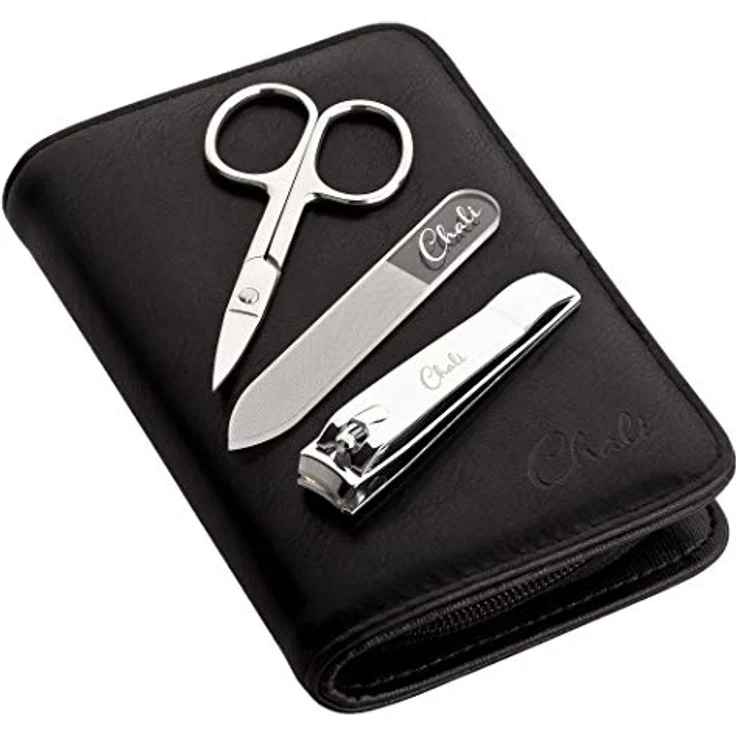 Chali® Nagel Set 7-tlg. mit Etui, Edelstahl Maniküre/Pediküre Set - Nagelschere, Nagelknipser, Pinzette, Glasnagelfeile uvm – Bild 2