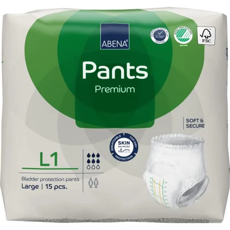 ABENA Abena Pants L1, Premium - saugfähige Inkontinenzhosen bei Blasenschwäche und Harndrang, Größe L, 1400 ml - 6 Packungen, 90 Stück, blau – Bild 2