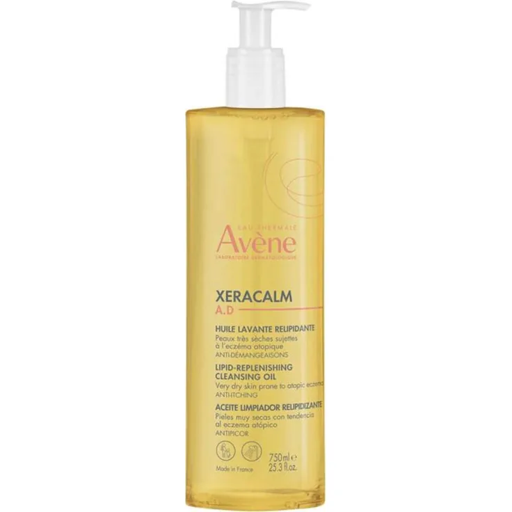 Avène XeraCalm A.D Rückfettendes Reinigungsöl für trockene Haut, 750 ml, seifenfrei, gegen Juckreiz, pflegt Neurodermitis