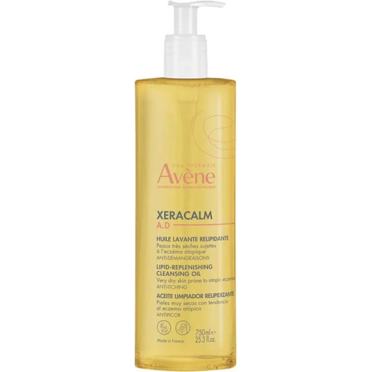 Avène XeraCalm A.D Rückfettendes Reinigungsöl für trockene Haut, 750 ml, seifenfrei, gegen Juckreiz, pflegt Neurodermitis