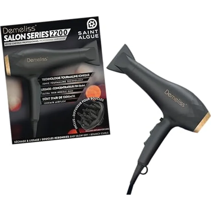 Demeliss Saint Algue Demeliss Salon Series 2200 Haartrockner, 2200 Watt AC-Motor mit Konzentrator und Diffusor