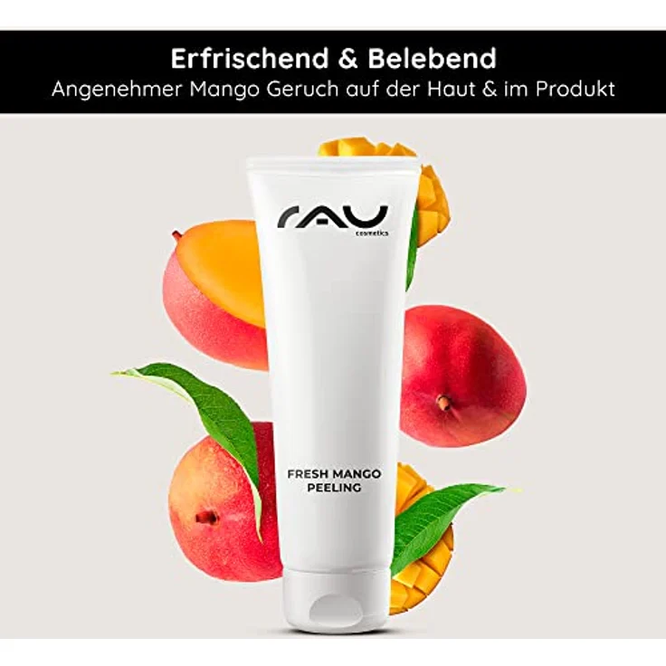 RAU Cosmetics Enzympeeling Fresh Mango Peeling 75 ml- Peeling gegen Mitesser, Pickel - Regenerationsbooster für Unreine, Reife, Trockene Haut & Neurodermitis - Zitronensäure, Vitamin C, Vitamin E – Bild 5