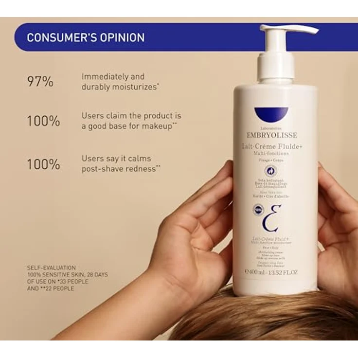 Embryolisse Lait-Crème Fluide+, Multifunktions-Creme für Körper und Gesicht, 75 ml, feuchtigkeitsspendend, als Make-up Primer geeignet – Bild 5