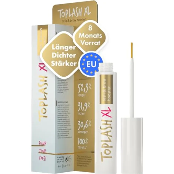 Toplash XL Wimpern- und Augenbrauen-Booster, Wachstumsserum mit natürlichen Potanicals und Peptiden, 6 ml