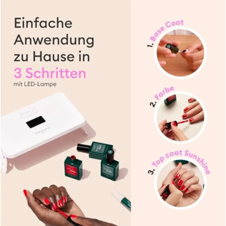 Manucurist Green Flash Routine Manicure LED Maniküre-Set, 84% natürliche Inhaltsstoffe, inklusive 24W Lampe und Remover – Bild 5