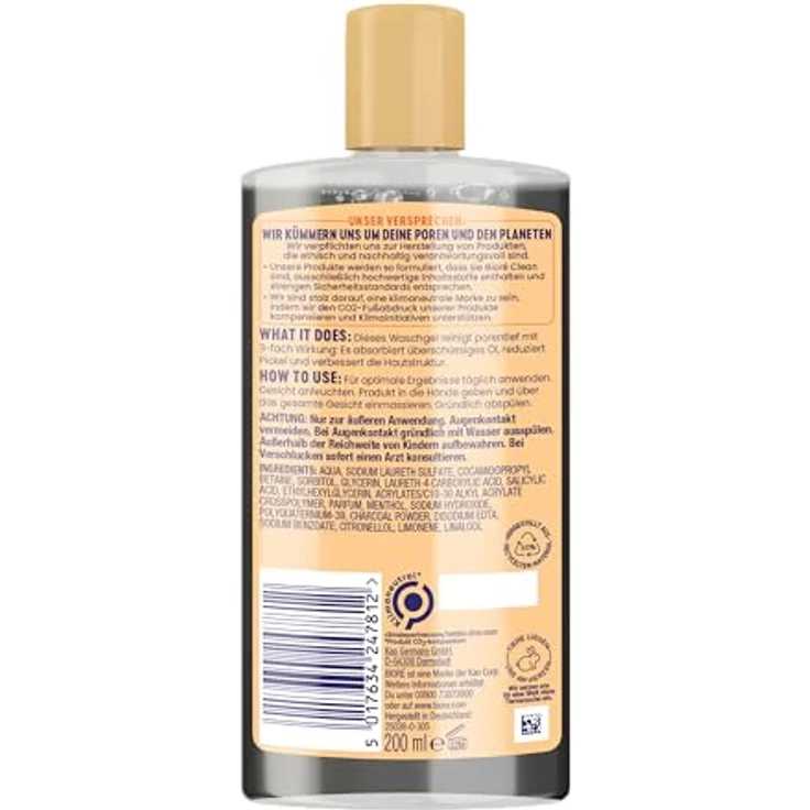 Biore Pflege Gesichtspflege Aktivkohle Anti-Pickel Waschgel 200 ml Tagespflege, für Damen und Herren – Bild 2