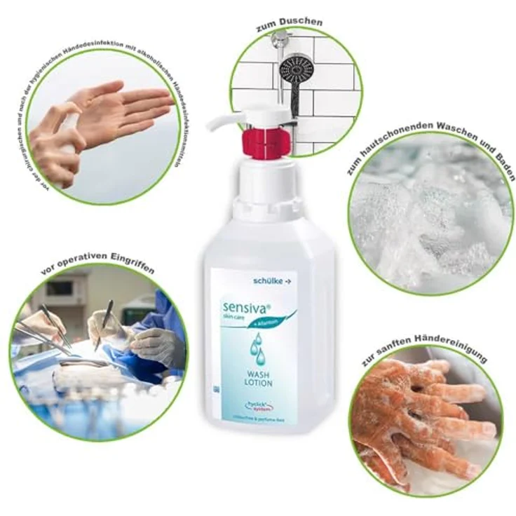 SENSIVA Schülke sensiva® Waschlotion für alle Hauttypen 1000ml | seifenfreie Hautreinigung für Hände und Körper | hautschonend und mild | mit praktischem Hycklick Spender – Bild 3