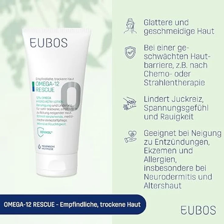 Eubos OMEGA-12 RESCUE | 12% Omega Hydro Activ Lotion | Für empfindliche und trockene Haut | 200ml – Bild 2