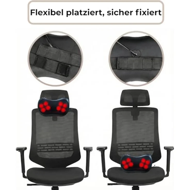 smartEC Witali Shiatsu Massagekissen mit ComfortHeat, elektronisches Nacken- Rückenmassagegerät, 8 rotierende Massageköpfe, für Nacken, Rücken, Schultern & Beine, 3 Geschwindigkeitsstufen, Sicherheitsfunktionen – Bild 4