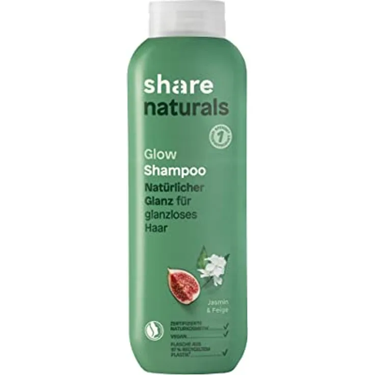 share naturals Shampoo Glow 250 ml – Haarshampoo spendet ein Hygieneprodukt an einen Menschen in Not – vegane Naturkosmetik für natürlichen Glanz ohne Silikone, 293.0 grams