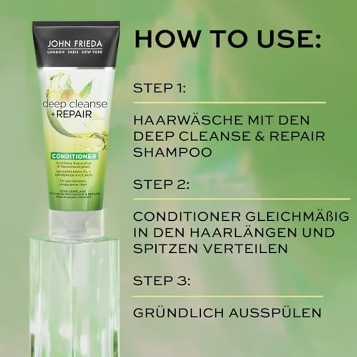 John Frieda Deep Cleanse & Repair Conditioner - 250 ml - Sichtbare Reparatur und Geschmeidigkeit - Avocado für geschädigtes Haar – Bild 5