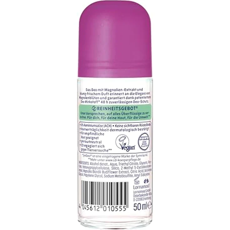 CD Deo Roll-on 'Pure Magnolia', Deodorant ohne Aluminiumsalze, 48h langanhaltender Schutz, vegan, für empfindliche Haut, mit Magnolien-Extrakt, 50ml – Bild 2