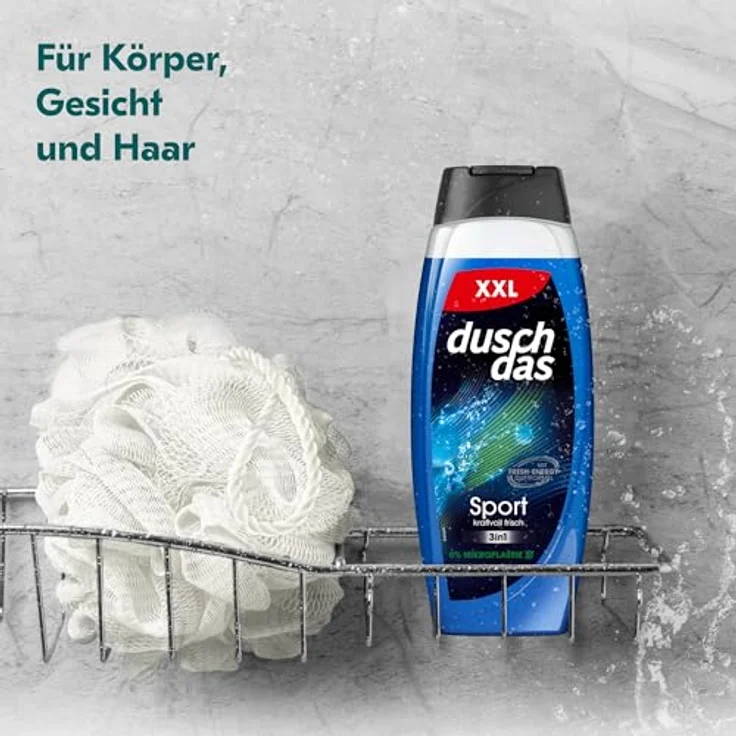 Duschdas 3-in-1 Duschgel & Shampoo Sport, XXL Duschbad mit Fresh-Energy-Duftformel, 450 ml, biologisch abbaubar und dermatologisch – Bild 5