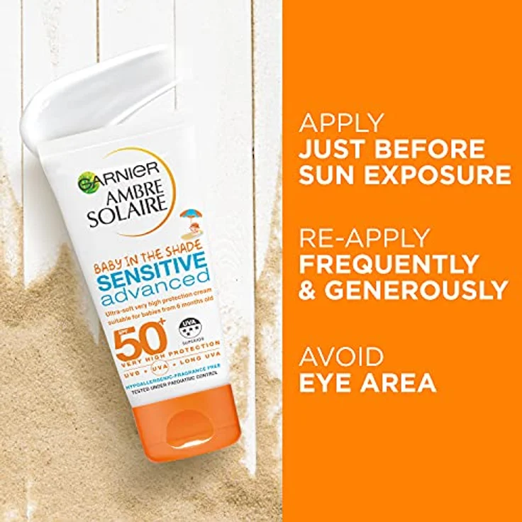 Garnier Ambre Solaire Kids Sensitive Advanced Baby In The Shade SPF50+ Schutzcreme gegen UV-Strahlung für Kinder ab 6 Monaten 50 ml – Bild 3