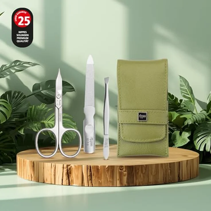 nippes Solingen Maniküre Set Verde, 3-tlg., veganes Eukalyptus-Leder-Etui mit rostfreien Edelstahl-Instrumenten – Bild 5
